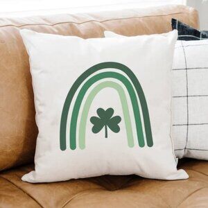 NEW 18x18 pillow cover. St. Patrick's Day Rainbow & Shamrock - Festive holiday